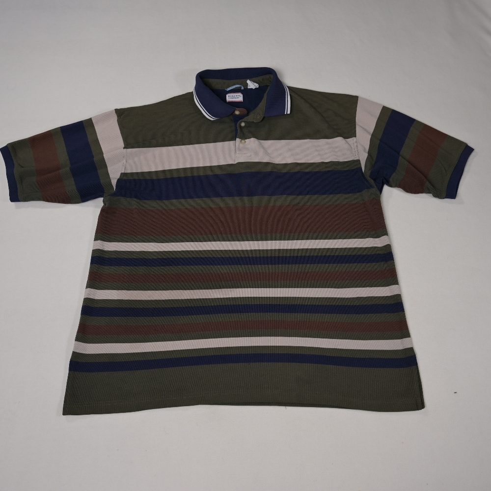 Vintage Y2K Bugle Boy Polo Shirt Grand DAD Striped Mens XXL 2XL